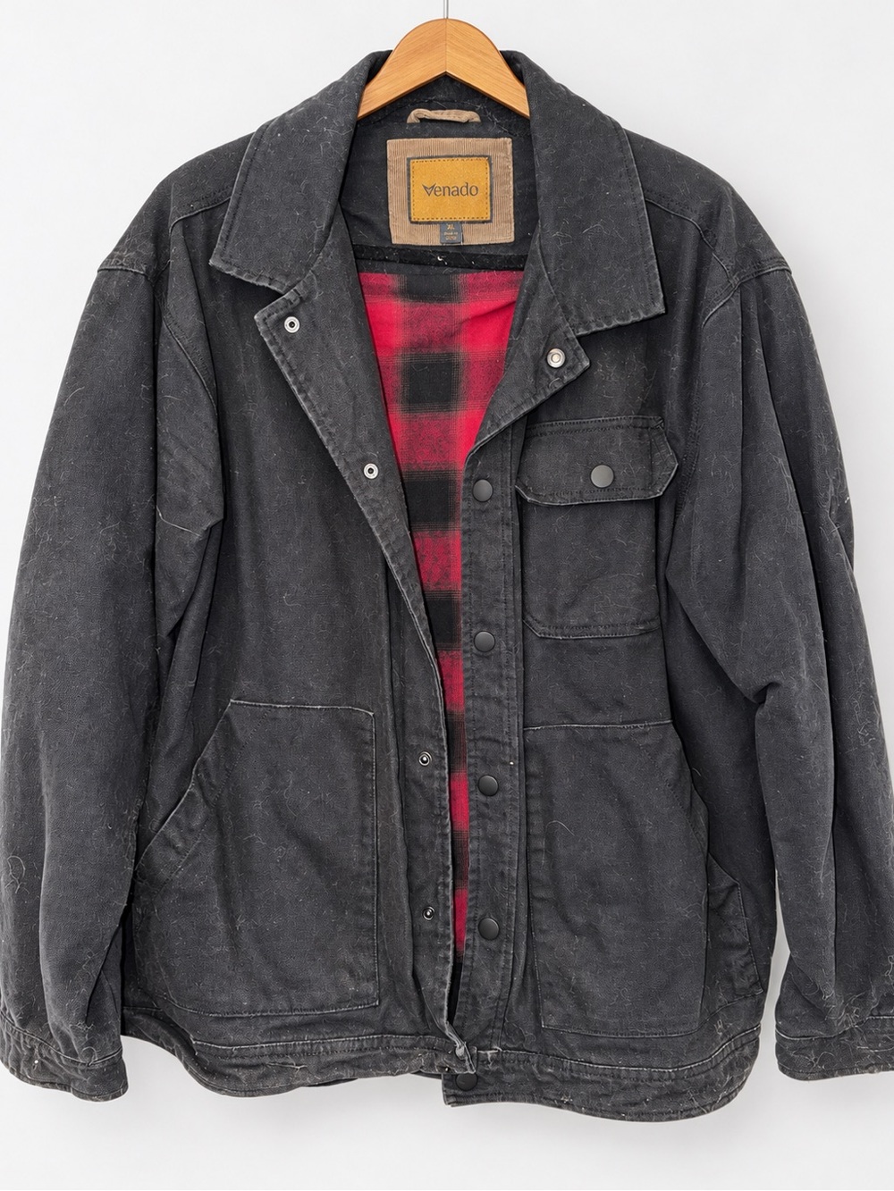 Venado Men’s XL Black Canvas Plaid Lined Work Jacket